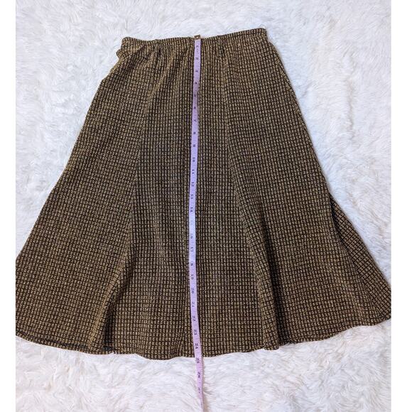 Y2K Vintage Espresso Metallic A Line Skirt Gold and Black Size Small - Picture 8 of 10